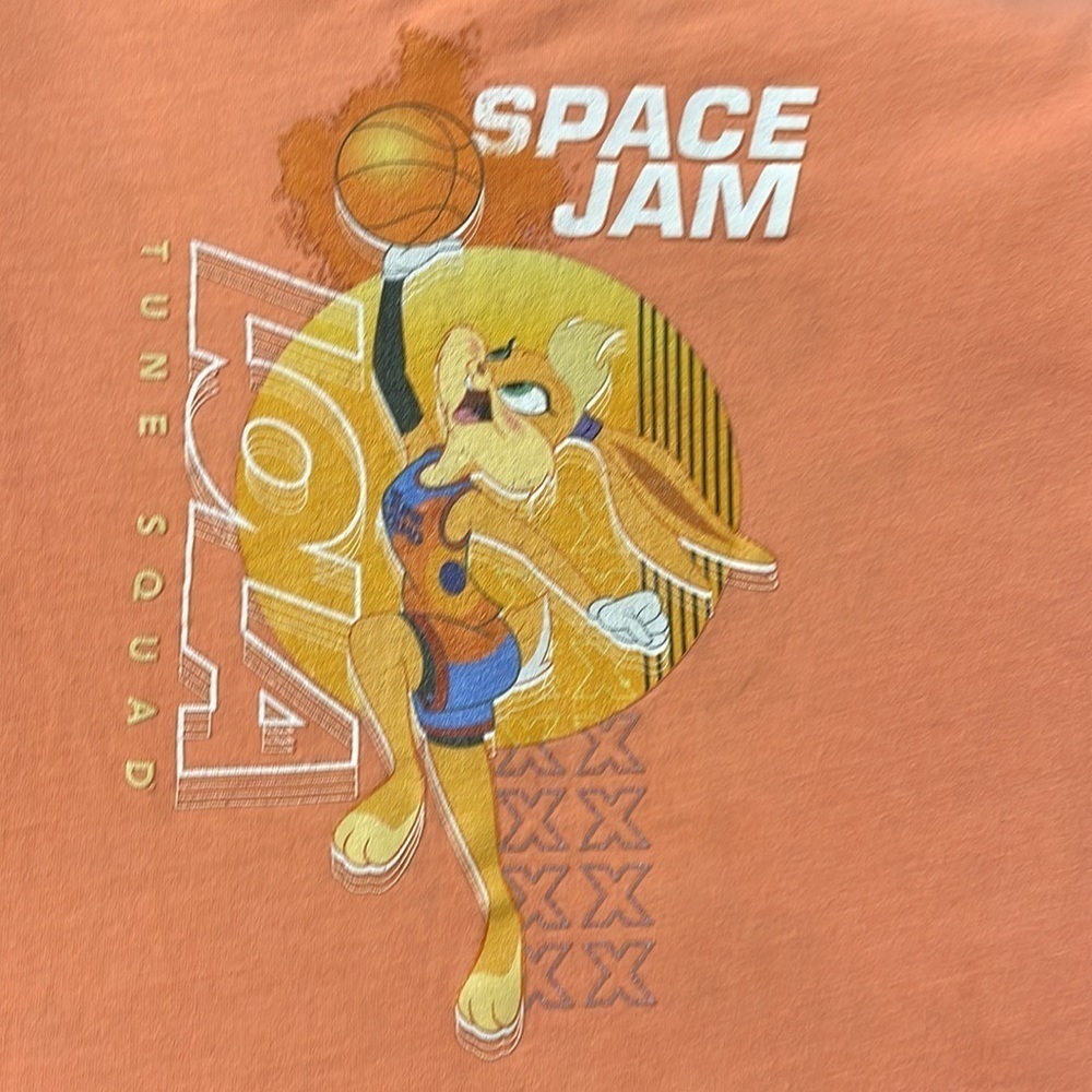 H&M WB Girls Large 8/10 Space Jam Lola "Tune Squad" Graphic Tee, Peachy Orange